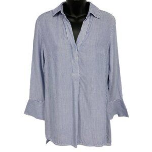 Beach Lunch Lounge Alicia Stripe Blouse Extra Small Cornflower V-Neck New